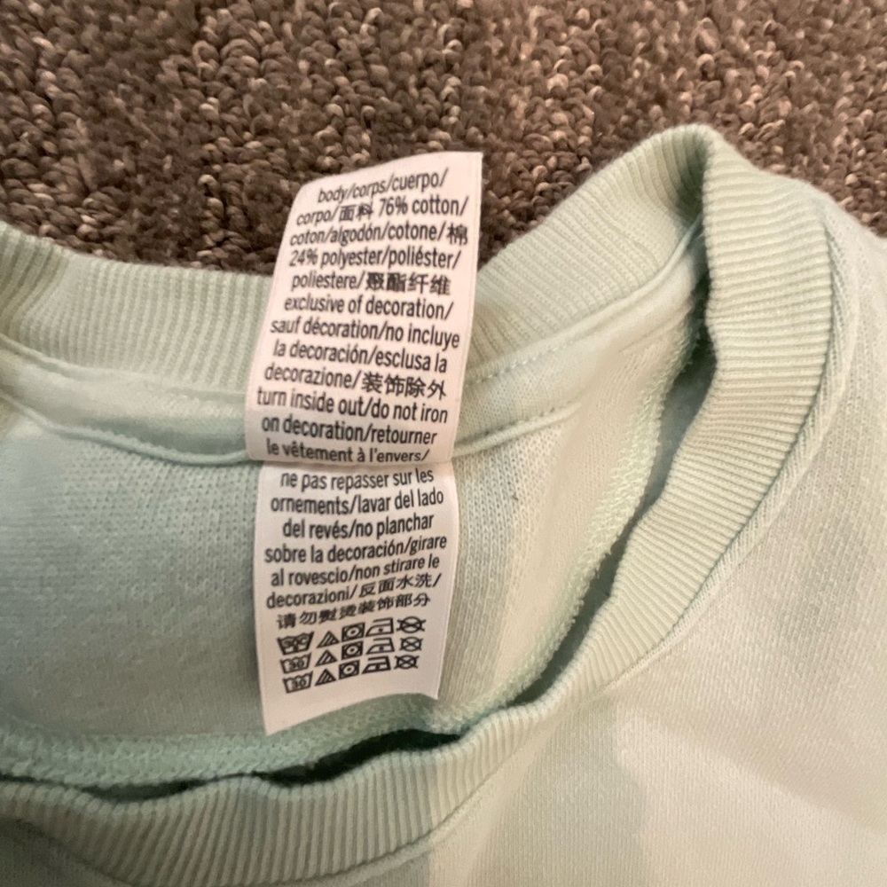 PINK Victoria's Secret Sage Green Crewneck Sweatshirt with Stripe Logo - Picture 8 of 8